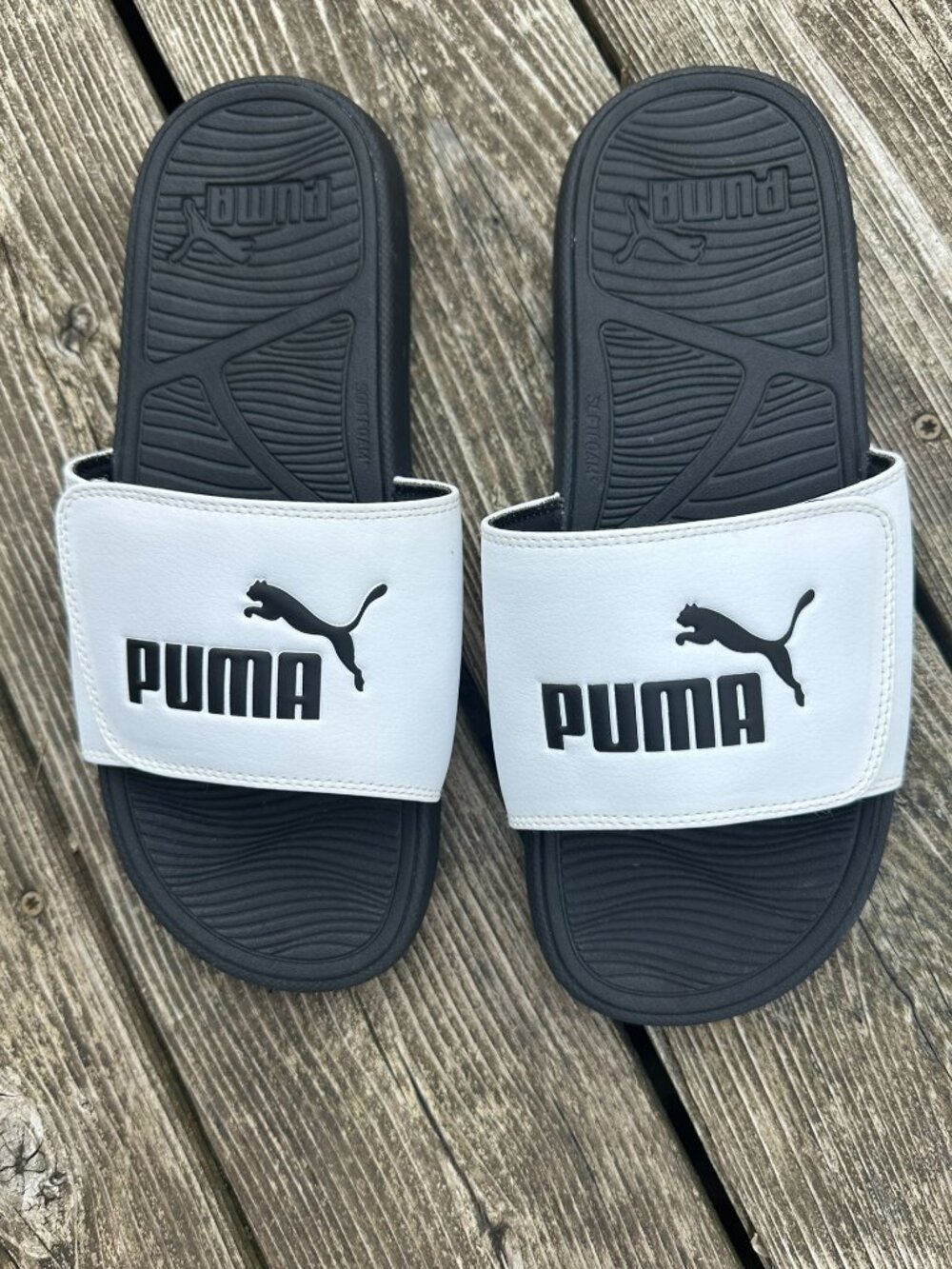 PUMA WHITE / BLACK COOL CAT SLIDE SANDAL Men's Size 10 Adjustable